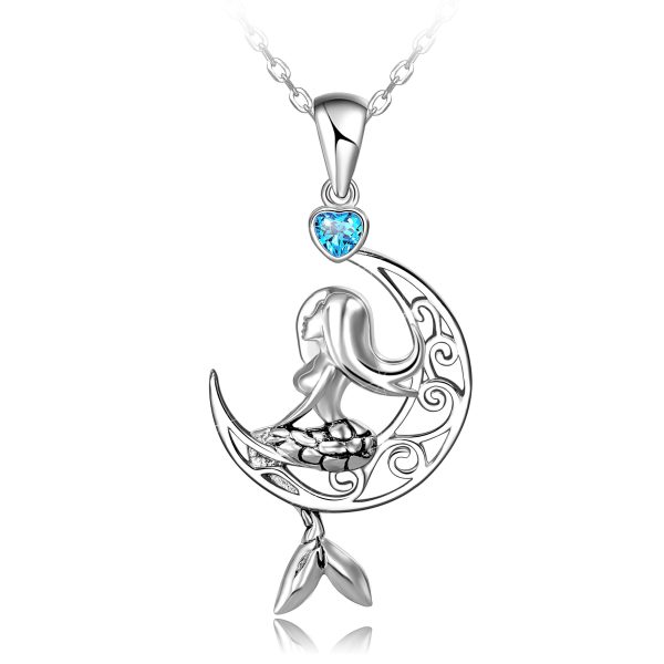 Mermaid Necklace for Girls Women SSterling Silver Moon Animal Pendants Birthday Christmas Gifts