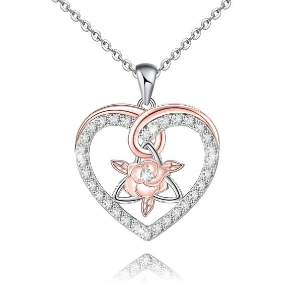 Celtic Necklace Sterling Silver Celtic Knot Necklace for Irish Viking Heart/Cross/Rose/Infinity/Trinity/Dara Knot Celtic Jewelry Memorial Gift