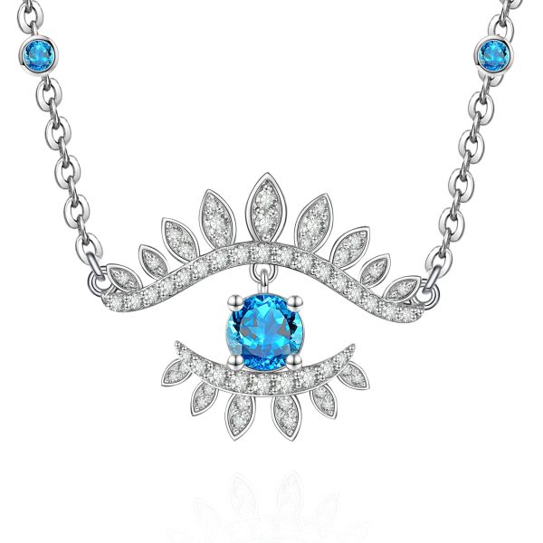 Evil Eye Necklace Sterling Silver Evil Eye Amulet Necklace for Boho Blue Eye Jewelry Christmas Memorial Gift Wife Bride