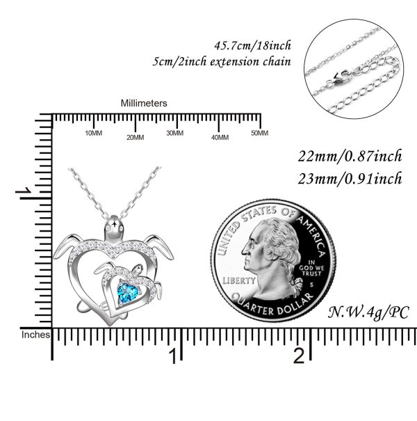 Health and Longevity Mom and Baby Sea Turtle Pendant Necklace for Women Sterling Silver Love Heart Jewelry Gifts - Image 5