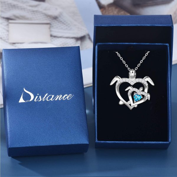 Health and Longevity Mom and Baby Sea Turtle Pendant Necklace for Women Sterling Silver Love Heart Jewelry Gifts - Image 6