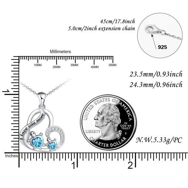 Health and Longevity Mom and Baby Sea Turtle Pendant Necklace for Women Sterling Silver Love Heart Jewelry Gifts - Image 6