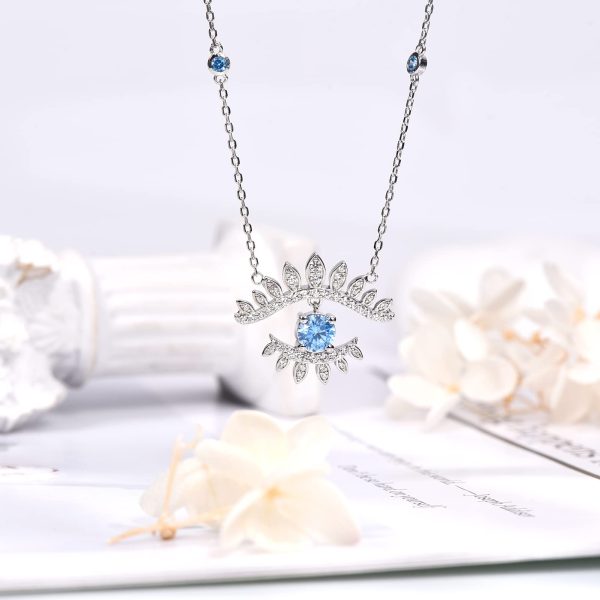 Evil Eye Necklace Sterling Silver Evil Eye Amulet Necklace for Boho Blue Eye Jewelry Christmas Memorial Gift Wife Bride - Image 2