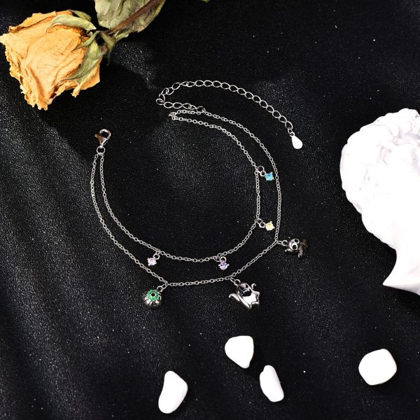 Halloween Bracelet For Western Sterling Silver Evil Eye Moon Witch Ghost Cat Pumpkin Bat Layered Bracelet Jewelry - Image 2