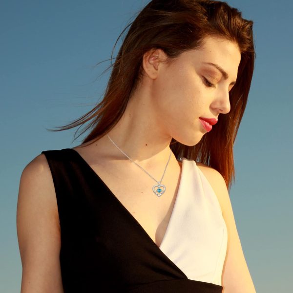 Heart Necklace Sterling Silver 18k Moon Heart Pendant - Image 2