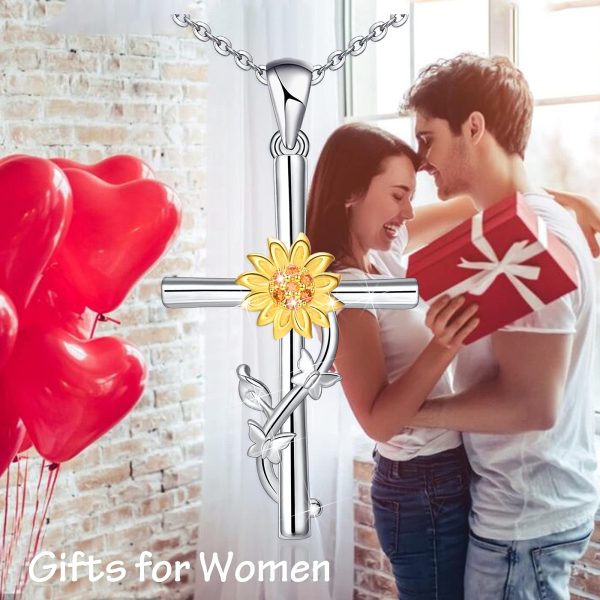 Cross Necklace for Women Sterling Silver Jewelry Pendant Necklace - Image 3