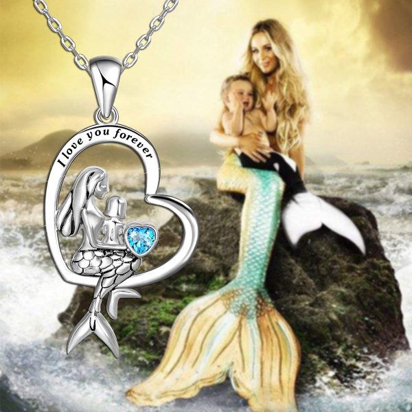 Sterling Silver Classic Sea Mermaid Crescent Moon Necklace Pendant Valentine's Gifts Jewelry - Image 4