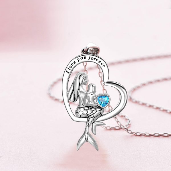 Sterling Silver Classic Sea Mermaid Crescent Moon Necklace Pendant Valentine's Gifts Jewelry - Image 5