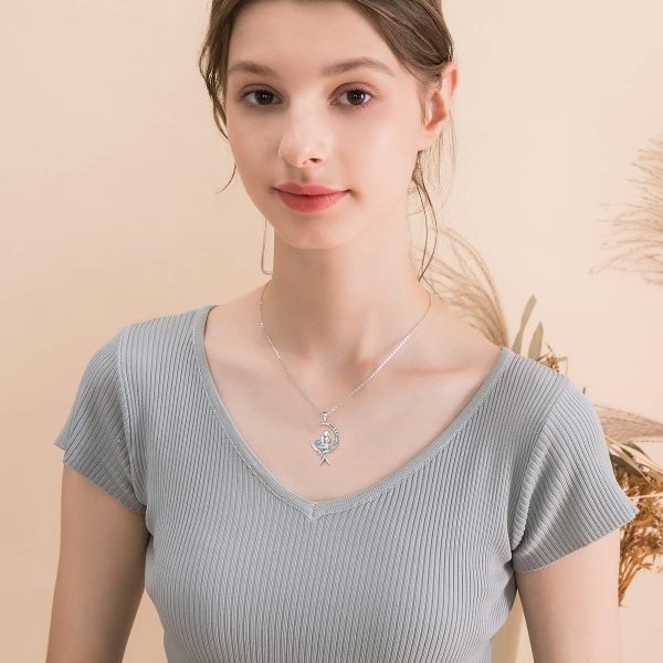Sterling Silver Classic Sea Mermaid Crescent Moon Necklace Pendant Valentine's Gifts Jewelry - Image 2