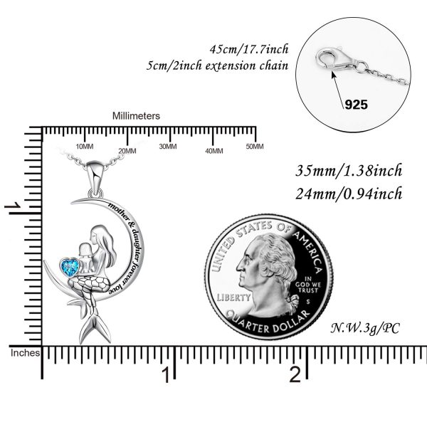 Sterling Silver Classic Sea Mermaid Crescent Moon Necklace Pendant Valentine's Gifts Jewelry - Image 5