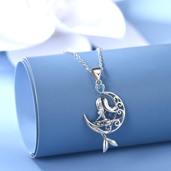 Mermaid Necklace for Girls Women SSterling Silver Moon Animal Pendants Birthday Christmas Gifts - Image 4