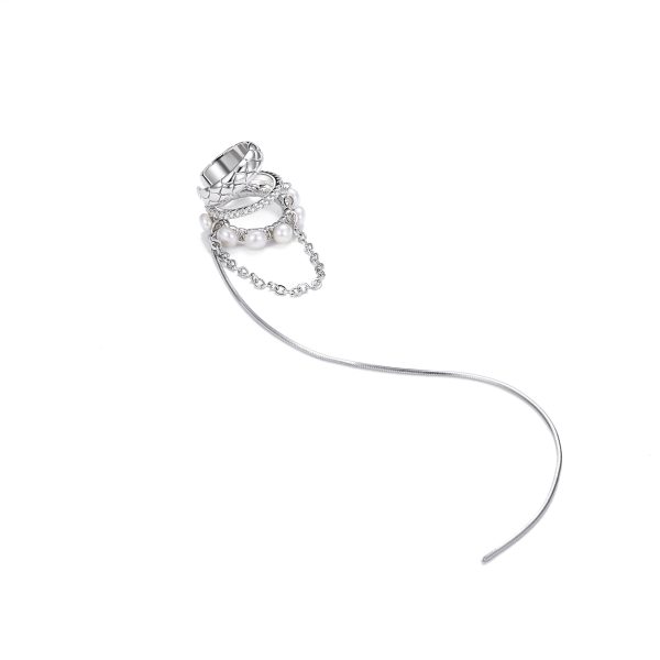 Exquisite Dangle Ear Cuff with Chain Silver - Image 3