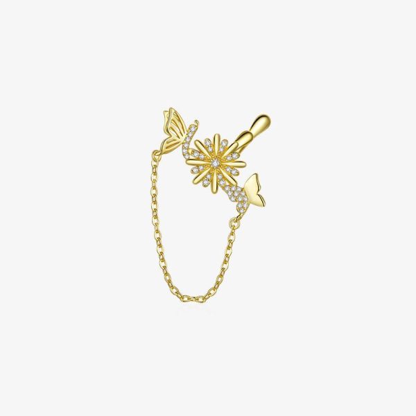 Butterfly Daisy Ear Cuffs No Pierced