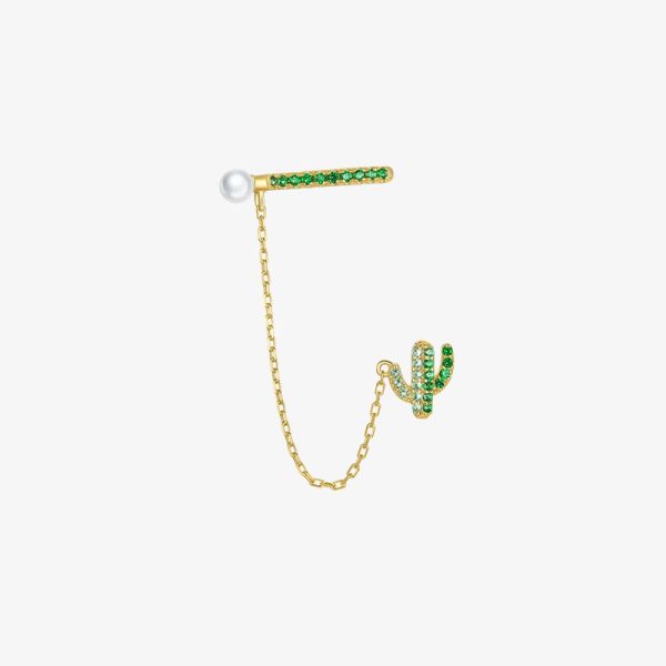 Cactus Ear Cuff Chain Earrings