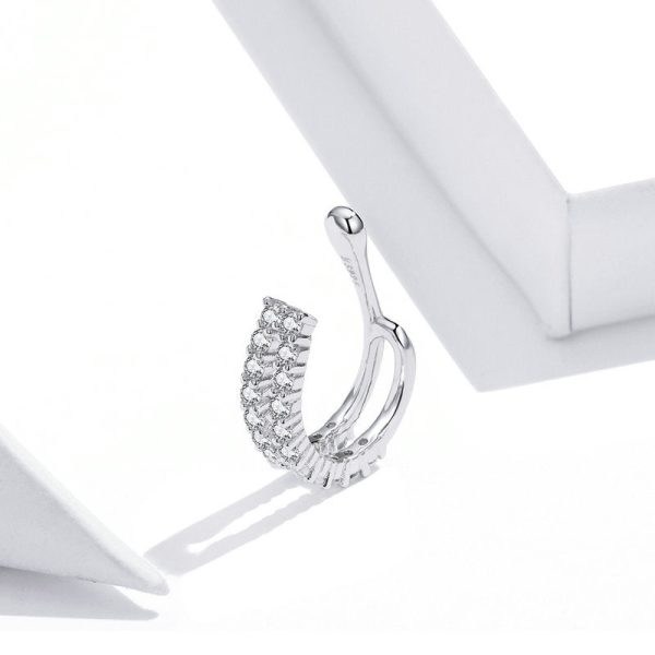Silver Double Band Single Ear Cuff - Image 4