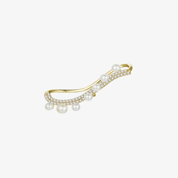 Exquisite Wave 14K Gold Vermeil and Pearl Ear Cuff