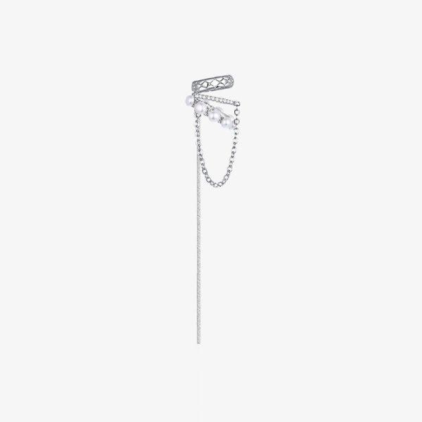 Exquisite Dangle Ear Cuff with Chain Silver