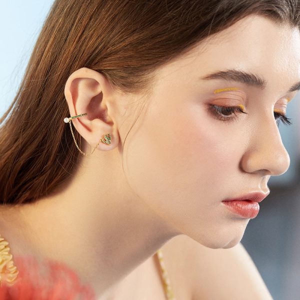 Cactus Ear Cuff Chain Earrings - Image 3