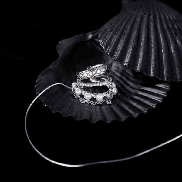 Exquisite Dangle Ear Cuff with Chain Silver - Image 5