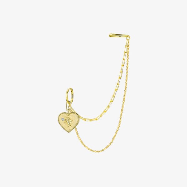 Cupid Heart Ear Cuff Chain Earrings